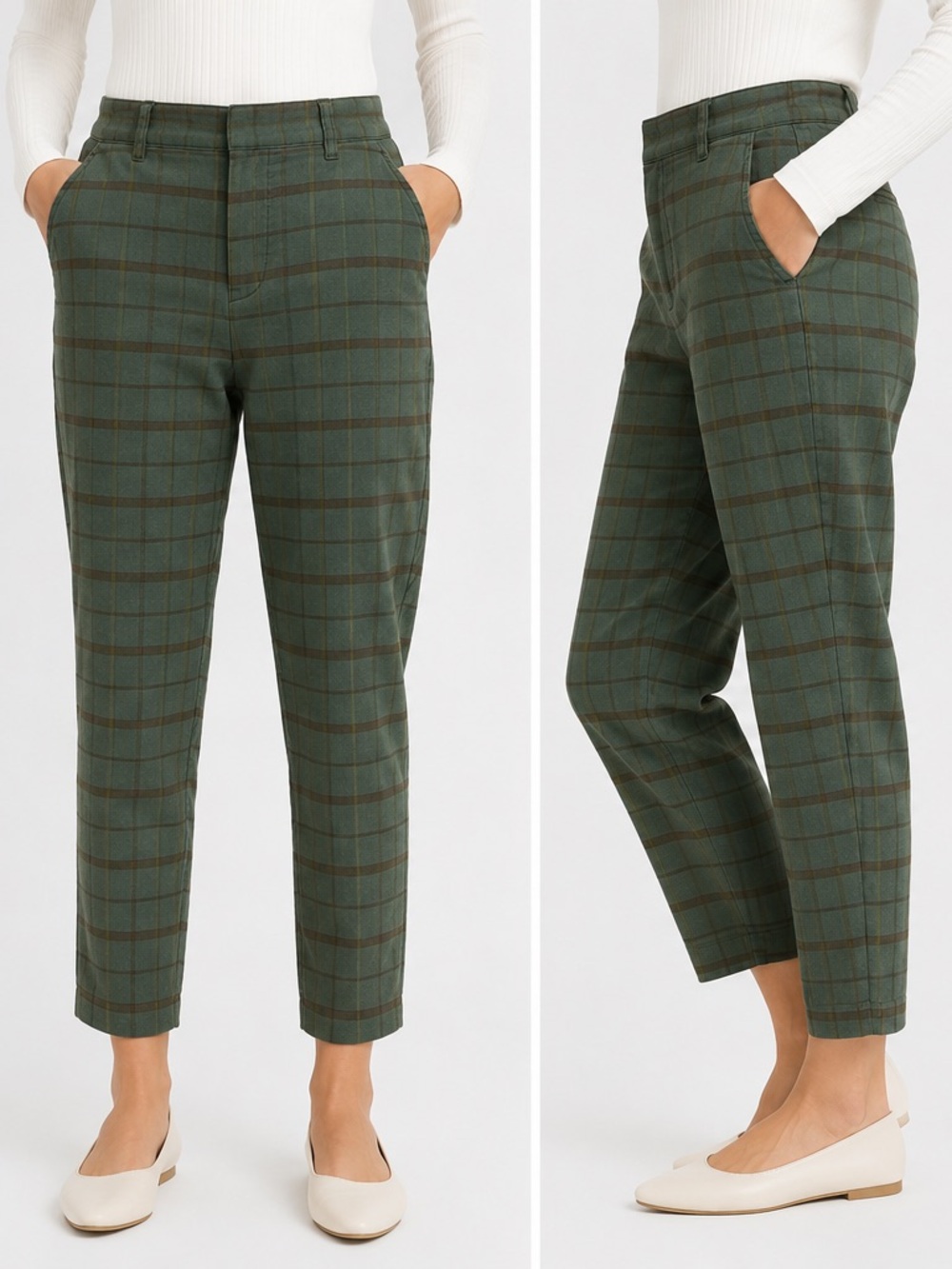 Sundance Green Plaid Cropped Linen Blend Pants NEW with tags NWT Size 4